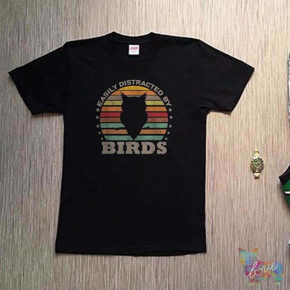 Other - Easily Distracted By Birds Retro Vintage Funny Owl